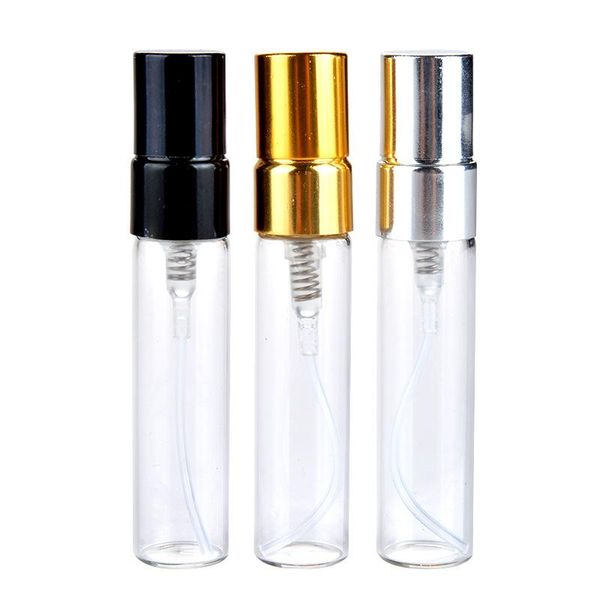 2,5 ml 5 ml 10 ml Verpackungsflaschen Tragbare Mini-Reiseglas-Parfümflaschen Zerstäuber 3-Farben-Parfümflaschen für Spray-Duft-Pumpengehäuse Geschenk Factory Outlet