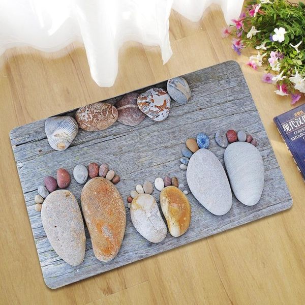 Almohada/alfombra de baño de piedra impresa de varios tamaños decorativa, juego de alfombrillas de baño, suelo de goma 3D