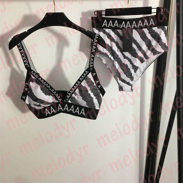 Conjunto de biquíni sexy de duas peças roupa de banho para férias de verão roupa de praia moda impressão letra maiô feminino