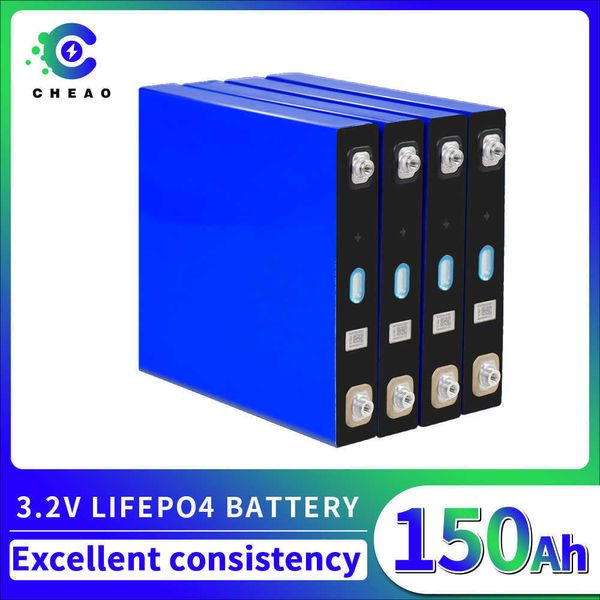 8PCS 3.2V Lifepo4 Batteria 150Ah Batteria solare LiFePo4 ecologica per sistema di backup per barche camper fai-da-te UPS solare eolico