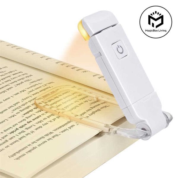 Lâmpadas de mesa LED LED USB Livro recarregável Light Reading Light Eye Protection Night Light Clipe Portable Desk -Light Markmark Read Light Night Lamp P230412