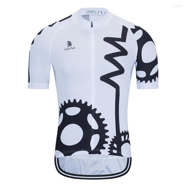 Гоночные куртки 2023 Лето высококачественные мужчины езды на велосипеде Джерси Одежда с коротким рукавом дышащая быстрое сухое велосипед