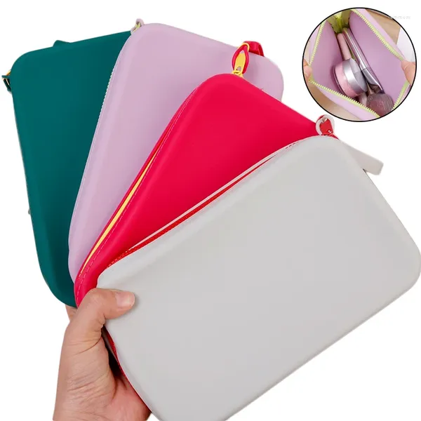 Borse per cosmetici Borsa quadrata in silicone Porta pennelli da trucco da viaggio di grande capacità Custodie per organizer impermeabili portatili