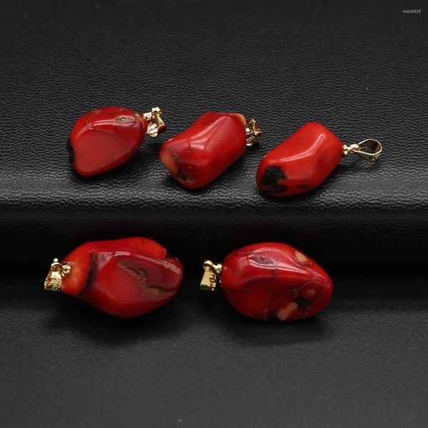 Charms 1pcs Natural Sea Bambu Red Coral Red Duas extremidades pontiagudas Pingente Pingente DIY Jóias Acessórias de Jóias Moda Moman Women Gift