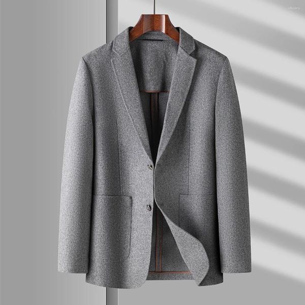 Abiti da uomo di alta qualità primavera autunno 50% lana outwear tinta unita blazer di lusso giacca business casual bottoni allentati top cappotti