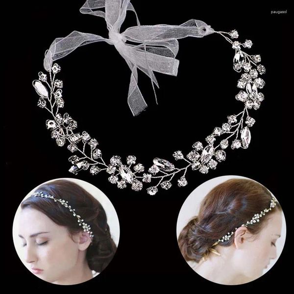 Haarspangen, handgefertigte Accessoires für die Braut, zarte Kristall-Strass-Pflanzen-Stirnbänder, Metall-Tiaras, Frauen-Party-Schmuck, 2 Farben