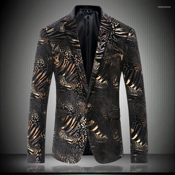 Ternos masculinos Mens Black Tiger Patterns Jacket 2023 Casual Slim Fit Suit Coat One Button US Blazer Masculino M-3xl 4xl K8653