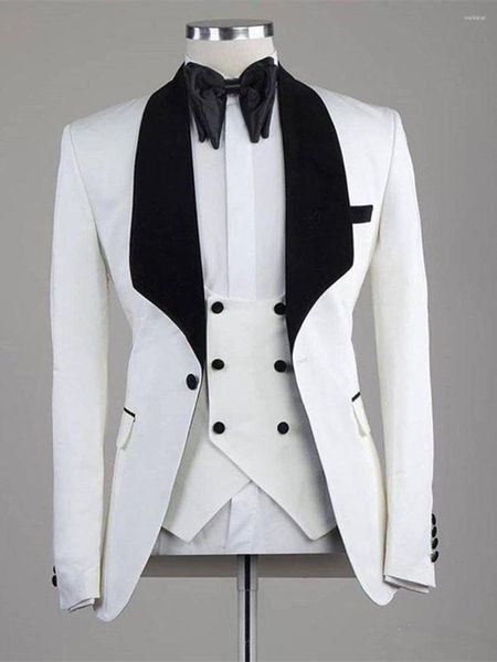 Ternos masculinos Personalize o noivo Tuxedos White Men's Soone de traje Blazers Traje de Halloween Elegante para o casamento do traje de luxo 128