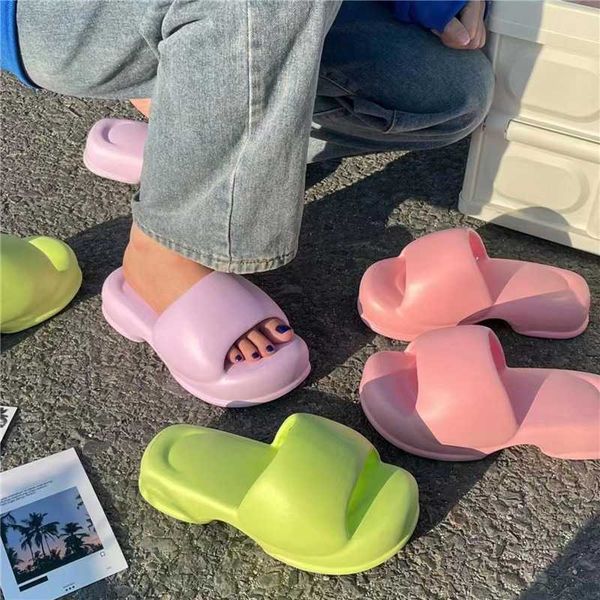Terlik Yaz Platformu Sandalet Kadınlar 2023 Moda Sıradan Kenevir Kalın Slaytlar Kalın Şey Ayak Ayak Parmağı Açık Plaj Kadın Yürüyüş Eva Terlik Y23