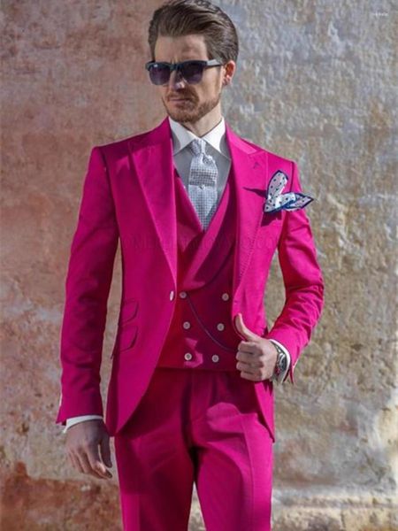 Abiti da uomo Personalizza Smoking da sposo Giacca da uomo rosa Blazer Costume di Halloween Elegante per matrimonio da uomo di lusso 217