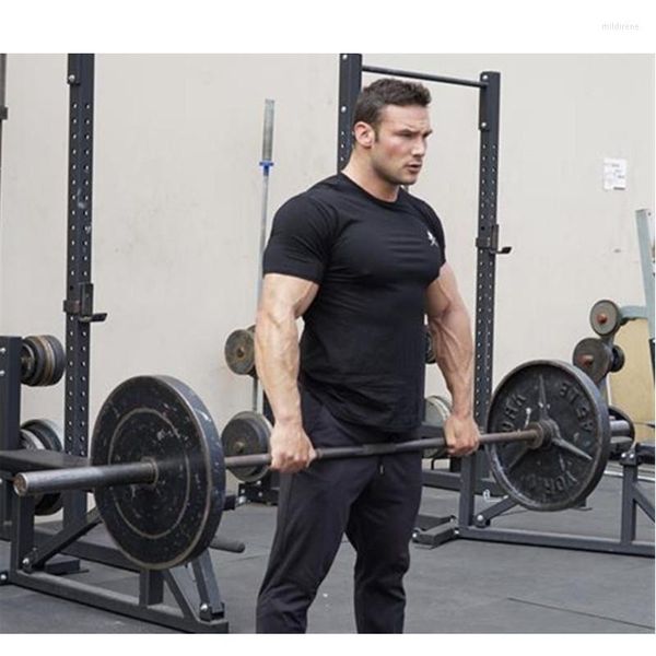 Herren T-Shirts Gym Fitness Männer Bodybuilding Training Laufen Sport Kurzarm Herren Sommer Lässige Baumwolle T-Shirts Tops Kleidung