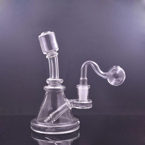 60 Stück kleine Glasbecher-Bong-Wasserpfeife, 15,2 cm, Öl-Dab-Rigs, Duschkopf-Perkolator, 14 mm weiblicher Recycler-Bubbler, Raucher-Aschenfänger mit männlichem Glas-Ölbrenner-Rohr