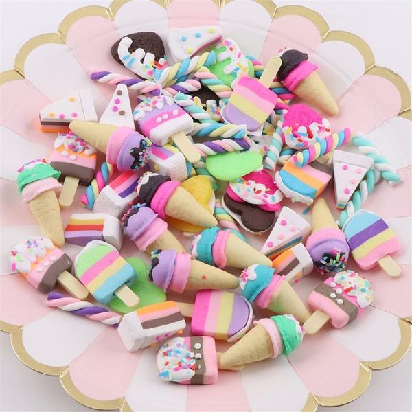 60PC più economico mix di argilla polimerica gelato tubo dolce torta di caramelle albero di Natale Decor ornamento per Capodanno festa di Natale regalo per bambini Y200178J