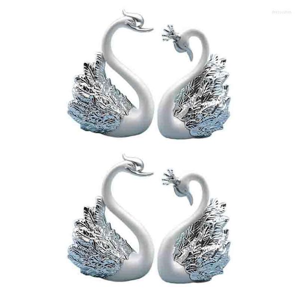Estatuetas decorativas 4 peças de ornamentos de cisne para decoração de bolo carros caseiros de casamento de casamento b
