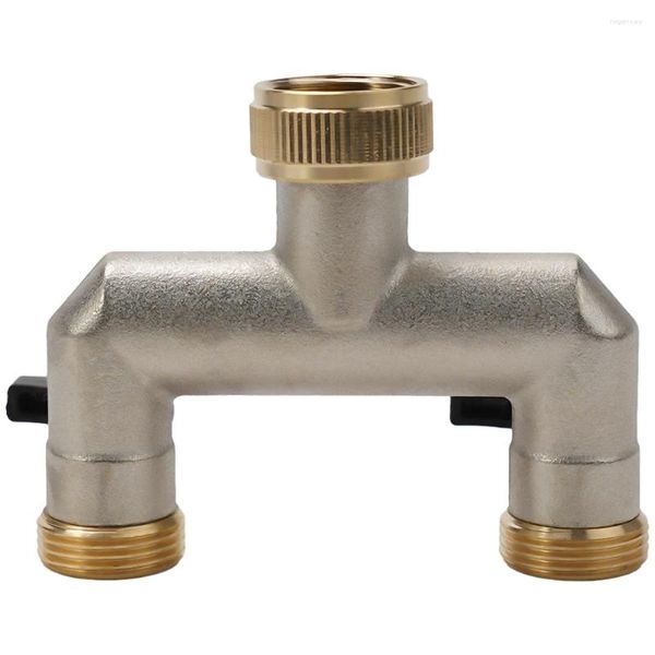 Conector de tubulação de água divisor de torneira de bronze mangueira de 3/4 de polegada com 2 válvulas vegetais