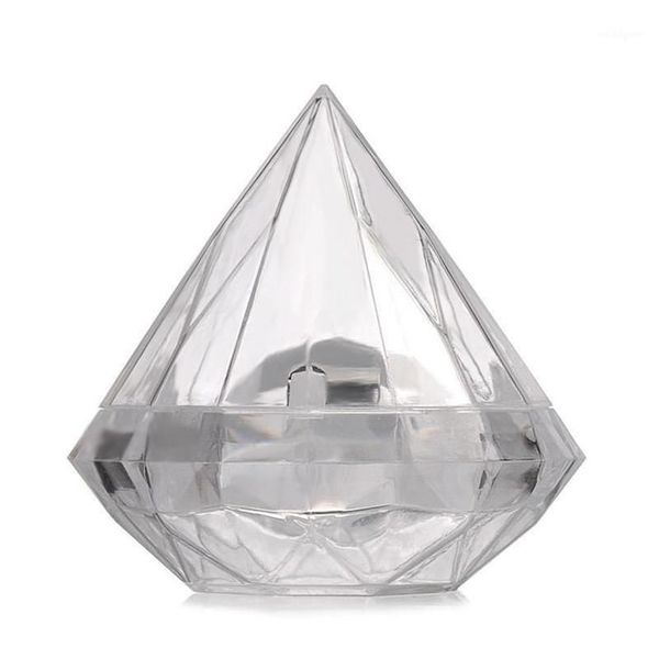 Confezione regalo 48 pezzi / lotto Scatola di caramelle di plastica trasparente a forma di diamante Scatole di bomboniere trasparenti Titolari di regali Givea Boda12462