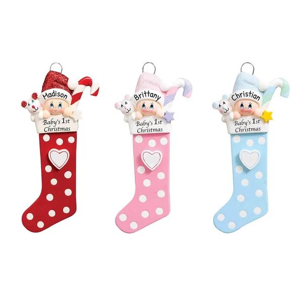 Decorazioni per calzini per albero di Natale in lega per la prima decorazione natalizia della bambina