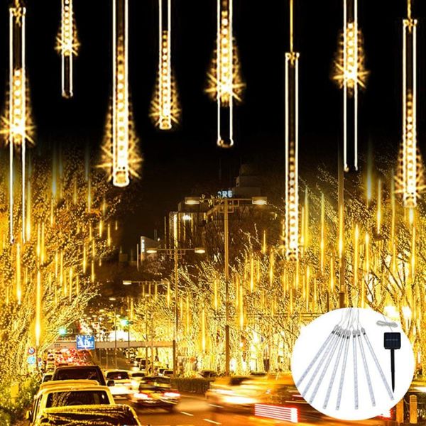 Strings LED Solarbetriebener Meteorschauer Regenlicht Fallender Regentropfen Fairy String 8 Tube Outdoor Garden Patio Tree Decor GarlandLED