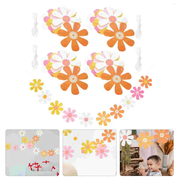 Decoração de festa 5pcs Daisy Garland Pendurado Banner Aniversário Pano de fundo Flor Layout Prop