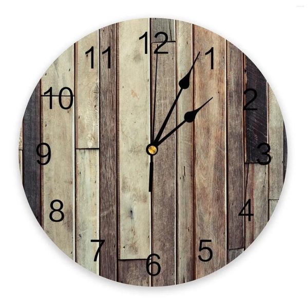 Orologi da parete Tavole di legno Texture retrò Orologio rotondo Design moderno Casa Soggiorno Decorazione Tavolo da cucina per bambini