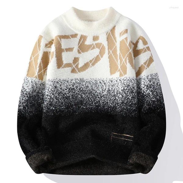 Herrenpullover Herbst Winter Pullover Trendy Tie Dye Rundhals Strickoberteile Jugend Männlich Dicke Warme Bodenbildung Shirt Pullover Mäntel