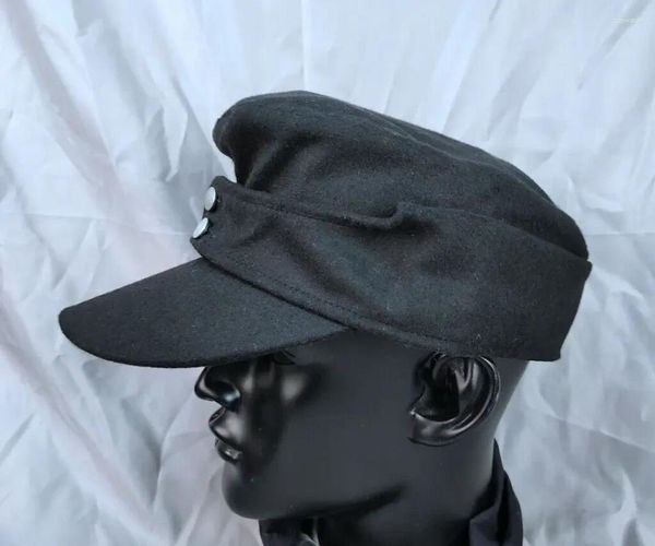 Berretti WWII TEDESCO WH ELITE EM M43 PANZER CAPPELLO IN LANA NERA CAPPELLO Rievocazione storica