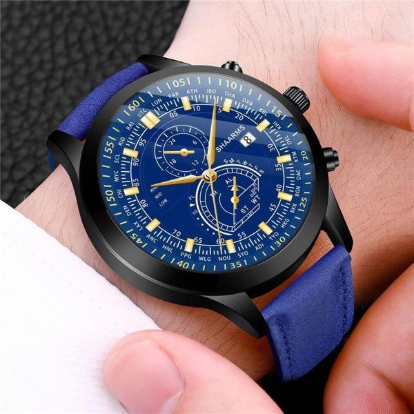 Armbanduhren Klassische Uhr Herrenuhren Edelstahl Datum Lederband Sport Quarz Army Armbanduhr Relogio Masculino Reloj Saati