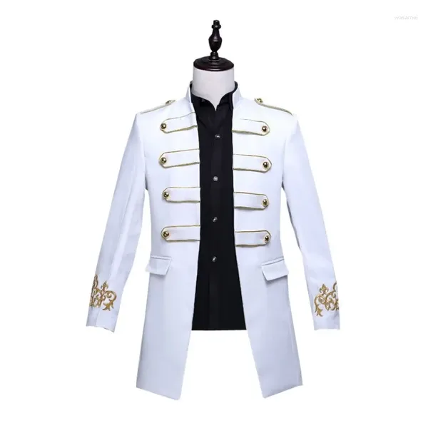 Ternos masculinos masculinos blazer jaqueta desempenho traje de comprimento médio noivo casamento po vestido homem masculino vestido de boas-vindas blazers