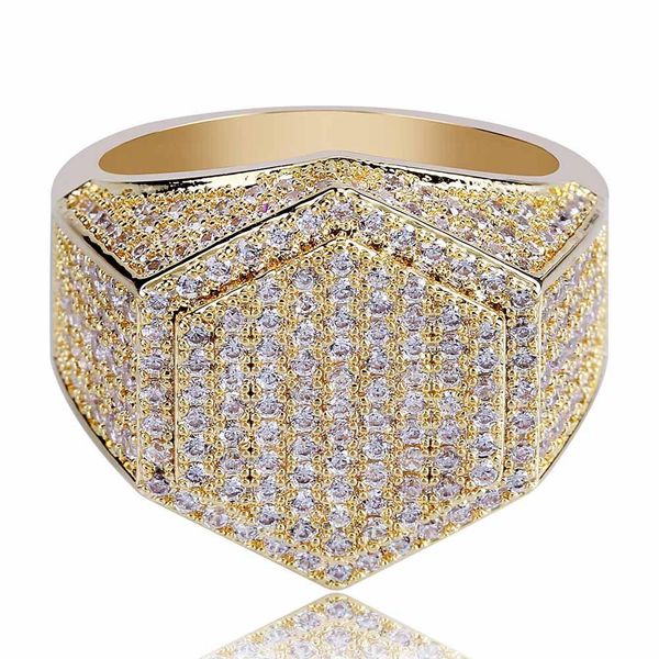 Diamant Kuba Ring Hip Hop Würfel Kupfer Gold Silber Farbe plattiert Iced Out Micro Pave Kubikzirkon Ring für Männer Frauen Schmuck Ringe