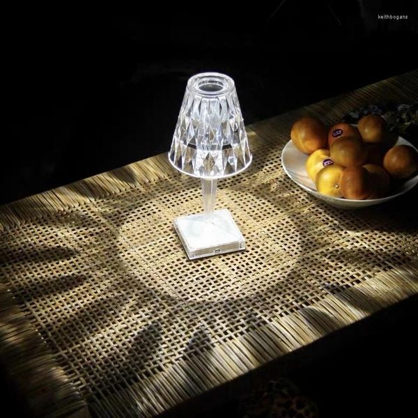 Cordas Design Italiano Acrílico Bateria Candeeiro de Mesa Recarregável LED Night Light Lindo Flor Quarto El Decoração de Cabeceira