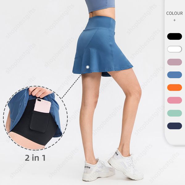 2 в 1 Quick Dry Sports Skirts Designer Женщины с высокой талией дышащие повседневные повседневные фитнес-фитнес