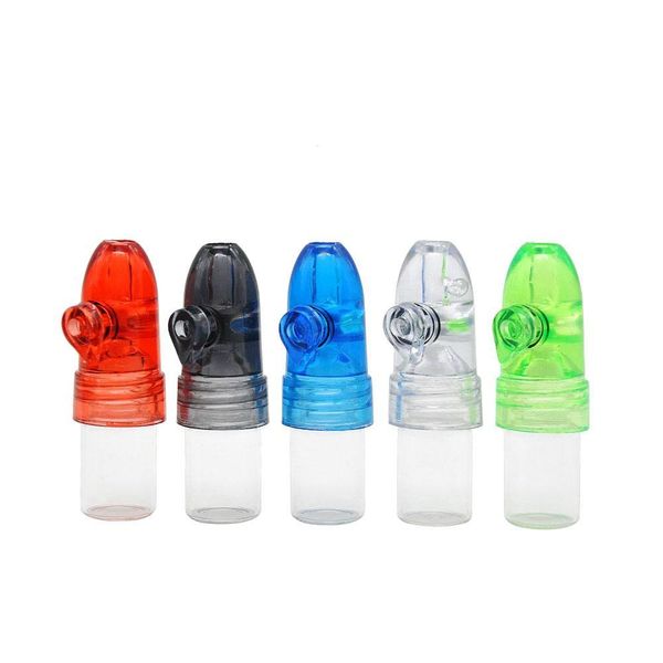 accessorio per fumo 24 pezzi / lotto 53 67 82MM in altezza Fumo in plastica acrilica Snuff Snorter Tubo di fumo nasale shisha vape pen Vaso per bottiglia di pillola in vetro