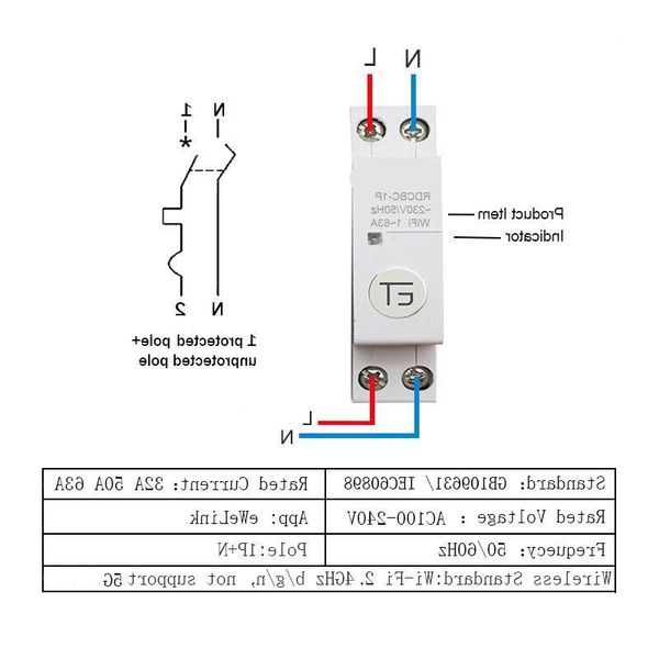 Disjuntor wi-fi com trilho n din, temporizador inteligente, interruptor com relé, controle remoto, por ewelink, compatível com alexa, google ltrof, 1p