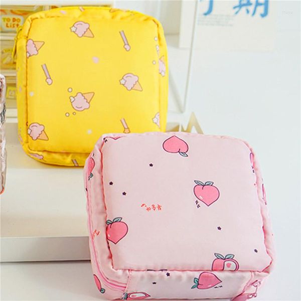 Bolsas de armazenamento Higiene feminino Nudários sanitários Pacote de alta qualidade Kawaii Bag Kawaii Caso de bolsa de desenho animado simples