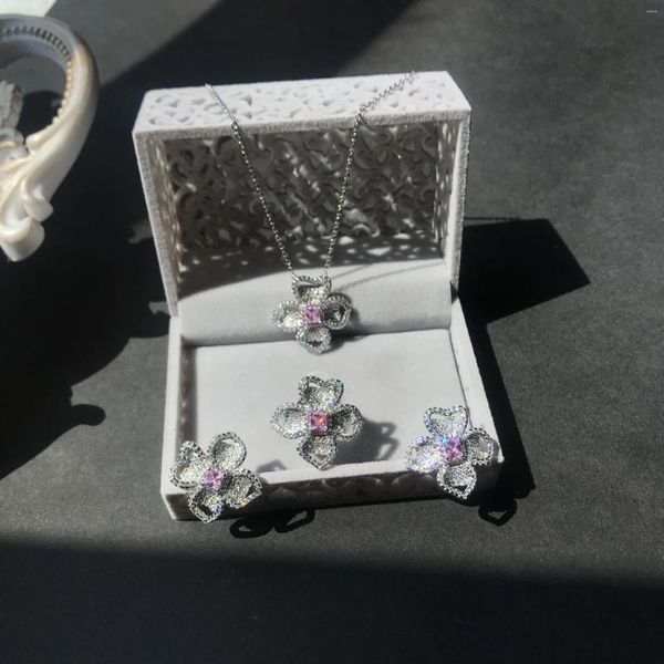 Комплект ожерелья и серег Lihua Design Версия японской и корейской девушки Быстрая продажа Взрывчатое толстое кольцо из 18-каратного золота с легким роскошным покрытием
