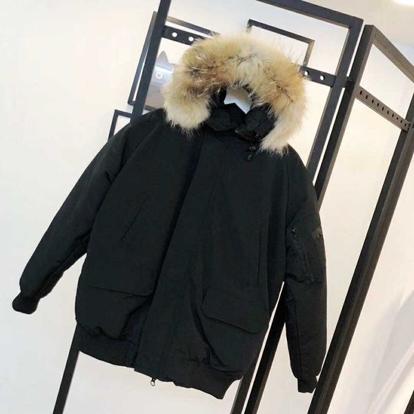 Homens para baixo parkas designer piloto wyndham parka inverno jaqueta ao ar livre casaco homens mulheres moda clássica real coiote pele vento impermeável preto cj4r