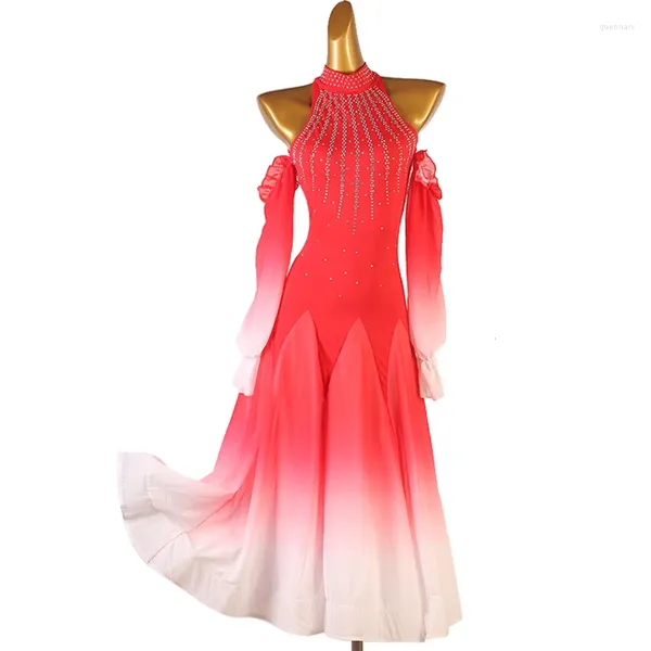 Palco desgaste salão de baile moderno dança competição vestidos flamingo padrão valsa trajes roupas femininas vestido de noite personalizar tamanho