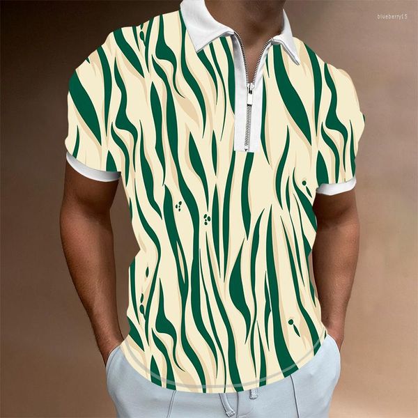 Camisetas masculinas 2023 Lia de outono Plaid Homem de manga curta de pólo de streetwear moda de moda