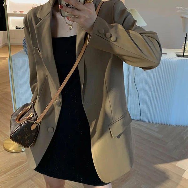 Frauen Anzüge Herbst Britischen Stil Kurzen Blazer Mantel Retro Casual Lose Einfarbig einreiher Mäntel Frau Kleidung