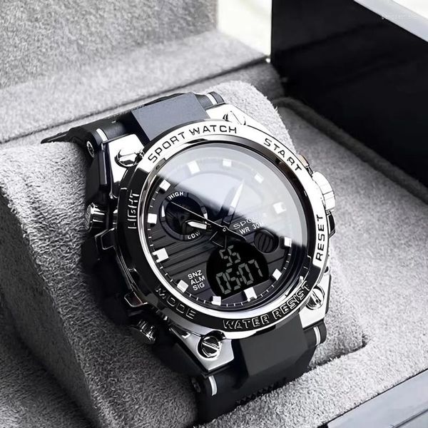 Relógios de pulso MSTIANQ Display Dual Watch for Men Digital Quartz RELOJ HOMBRE SAWMAMA -SEGURA MILITAR ROGOS MASCULINOS