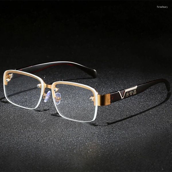 Sonnenbrille Kristallglas Mann Mode Halbrahmen Sonnenbrille Frau Vintage Anti Scratch