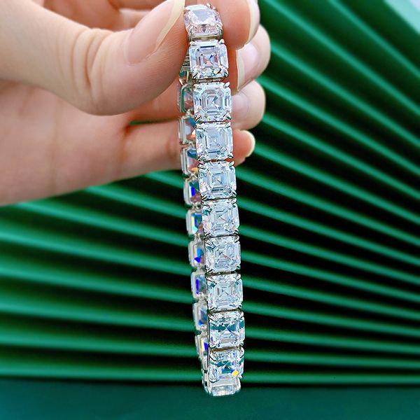 Pulseira de diamante de diamante de corte moderna da cadeia 100% real 925 STERLING SLATER Party Wedding Bracelets for Women Jewelry 230411