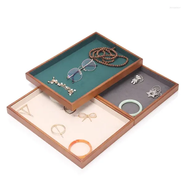 Bolsas de jóias Bandeja vazia de madeira anel de armazenamento brinco colar pulseira pingente para gaveta organizador de verniz de cozimento