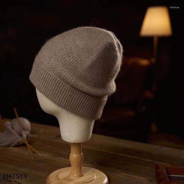 Береты LHZSYY, кашемировые шапки унисекс, вязаная шапка с резьбой Baotou, модный джокер, высококачественная теплая шапка с защитой ушей, осень