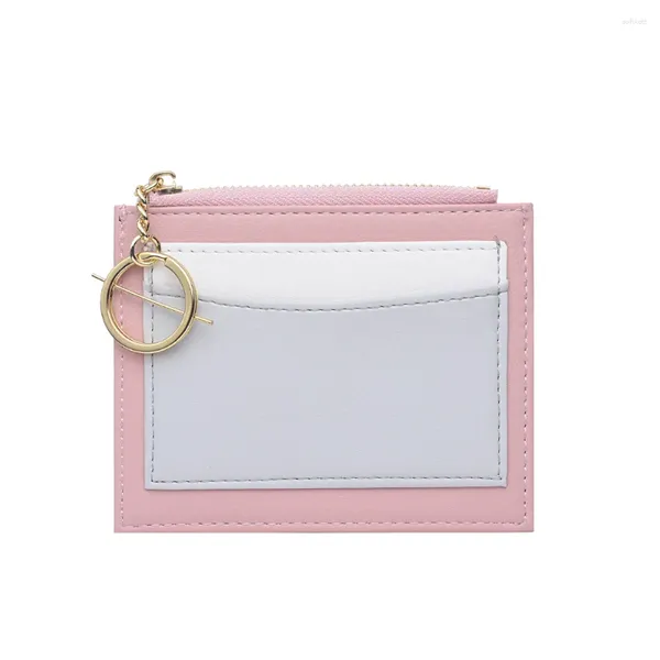 Titolari di carta Portafoglio di colore con giunture di moda con portachiavi Pochette da donna in pelle PU Portamonete femminile con piccolo supporto