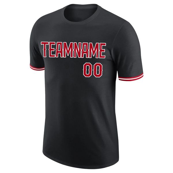 Camiseta de desempenho preta vermelha e branca personalizada personalizada à venda