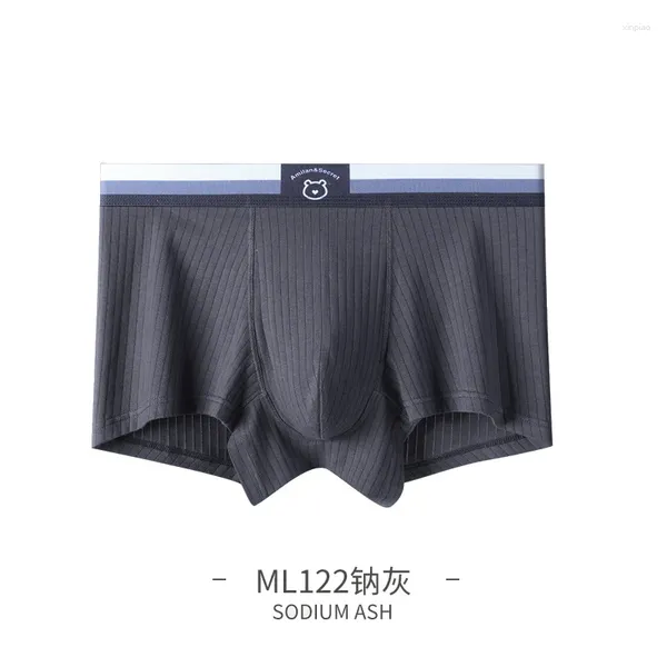 Underpants puro algodão cordão listrado boxer shorts para homens u convexo bolsa roupa interior juventude sem costura cor sólida mid rise bottoms calcinha