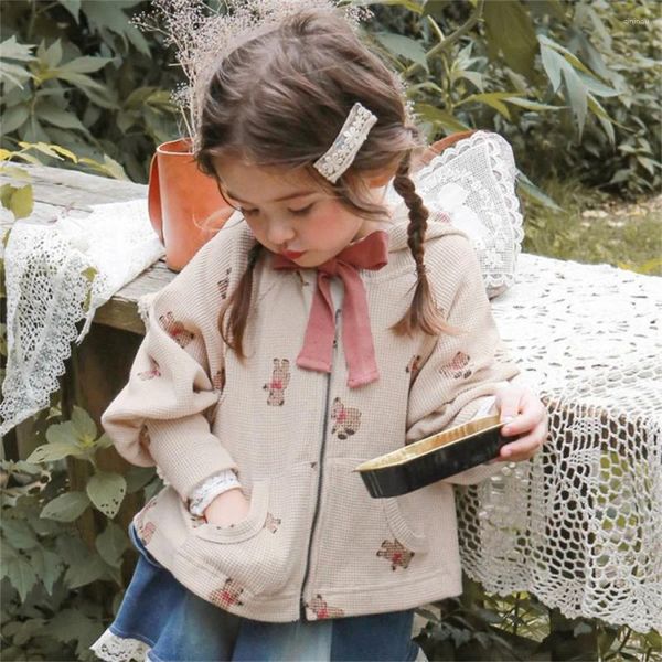 Jacken Frühling Herbst Baby Mädchen Mantel Kleidung Kinder Baumwolle Niedlichen Tier Druck Mit Kapuze Jacke Mode Kind Langarm Zip-Up tops