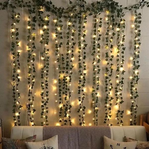 Piscando LED Ivy Vine String Lights ou Bateria Operado Led Leaf Garland Natal para casa Luzes decorativas de casamento LJ201018282o