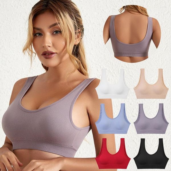 Damen Tanks BH Damen Nahtlose Sportweste ohne Felgen gerafft gewickelt Brust Tube Top All-Match Anti-Rutsch-Yoga-Unterwäsche